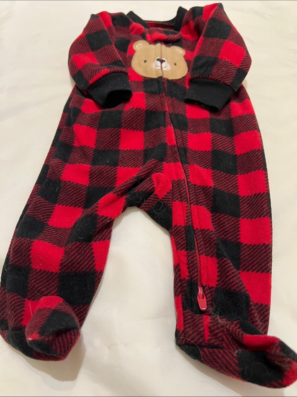 “Bundle 10/$13” Carters newborn Plaid Bear One-Piece Pajamas footed sleeper - Picture 5 of 6